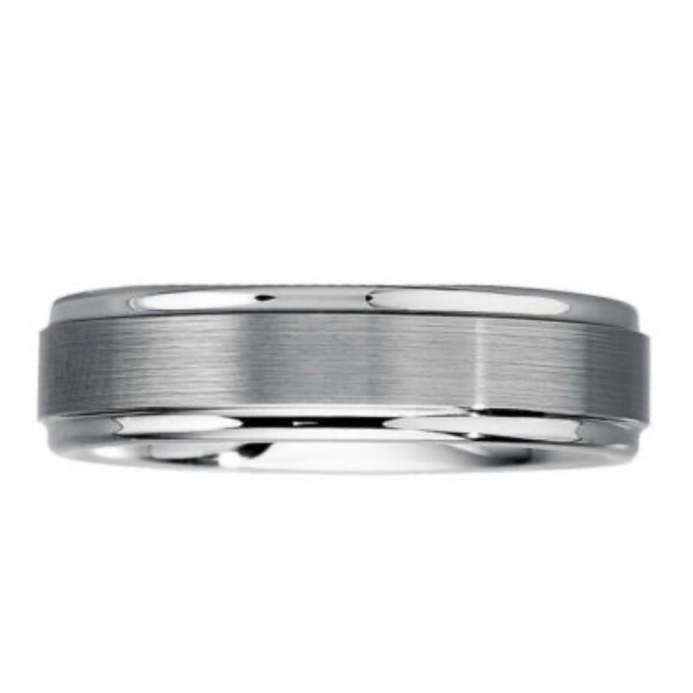 Tungsten 8MM Men’s Carbide Brushed Stepped Edge Wedding Band Size 8